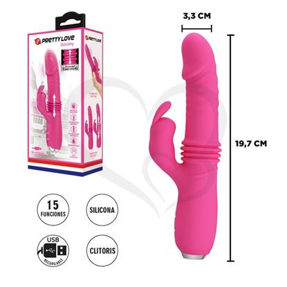 Vibrador con movimiento y estimulador de clitoris y varias velocidades USB